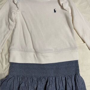 Polo by Ralph Lauren Cream and Chambray Sweater dress Classic Design